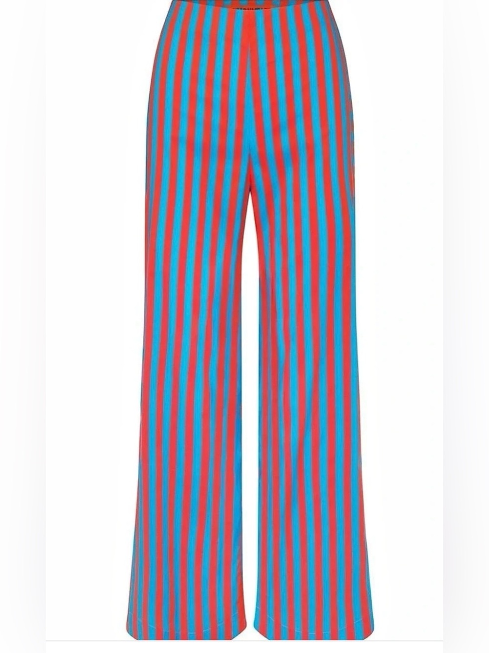 Simon Miller Red and Blue Vertical Stripe Wide-Leg Pants